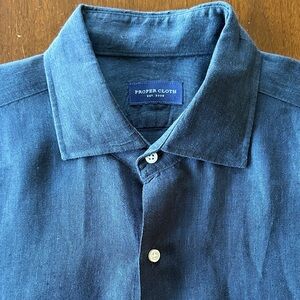 Proper Cloth 100% Linen Men's Navy Blue Shirt